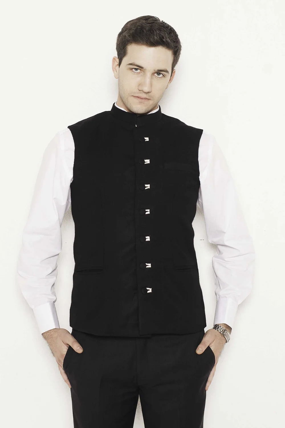 Black wool waist coat