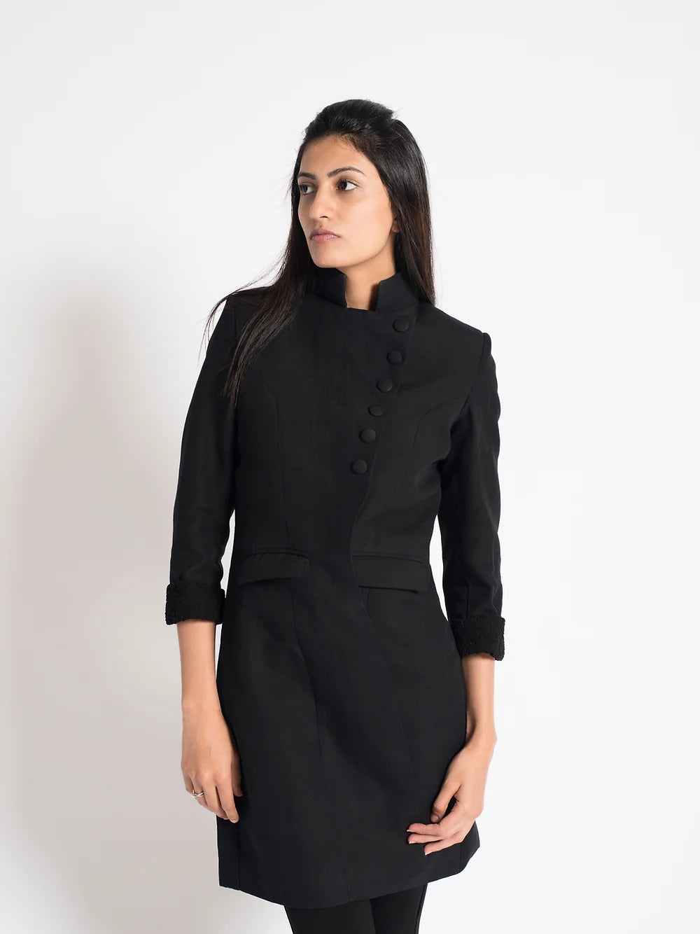 Coal black extended coat