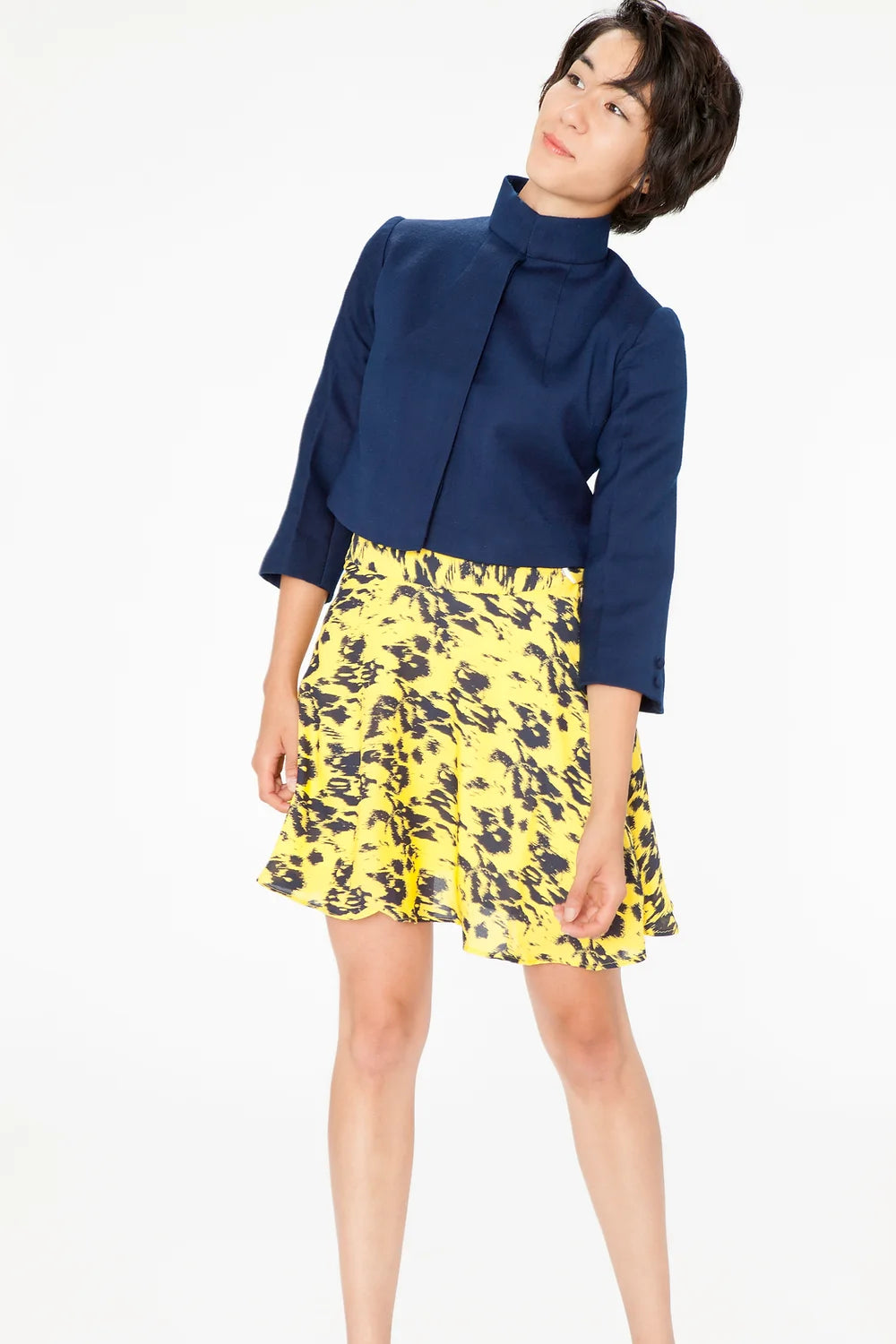 Cropped Navy Wool Jacket