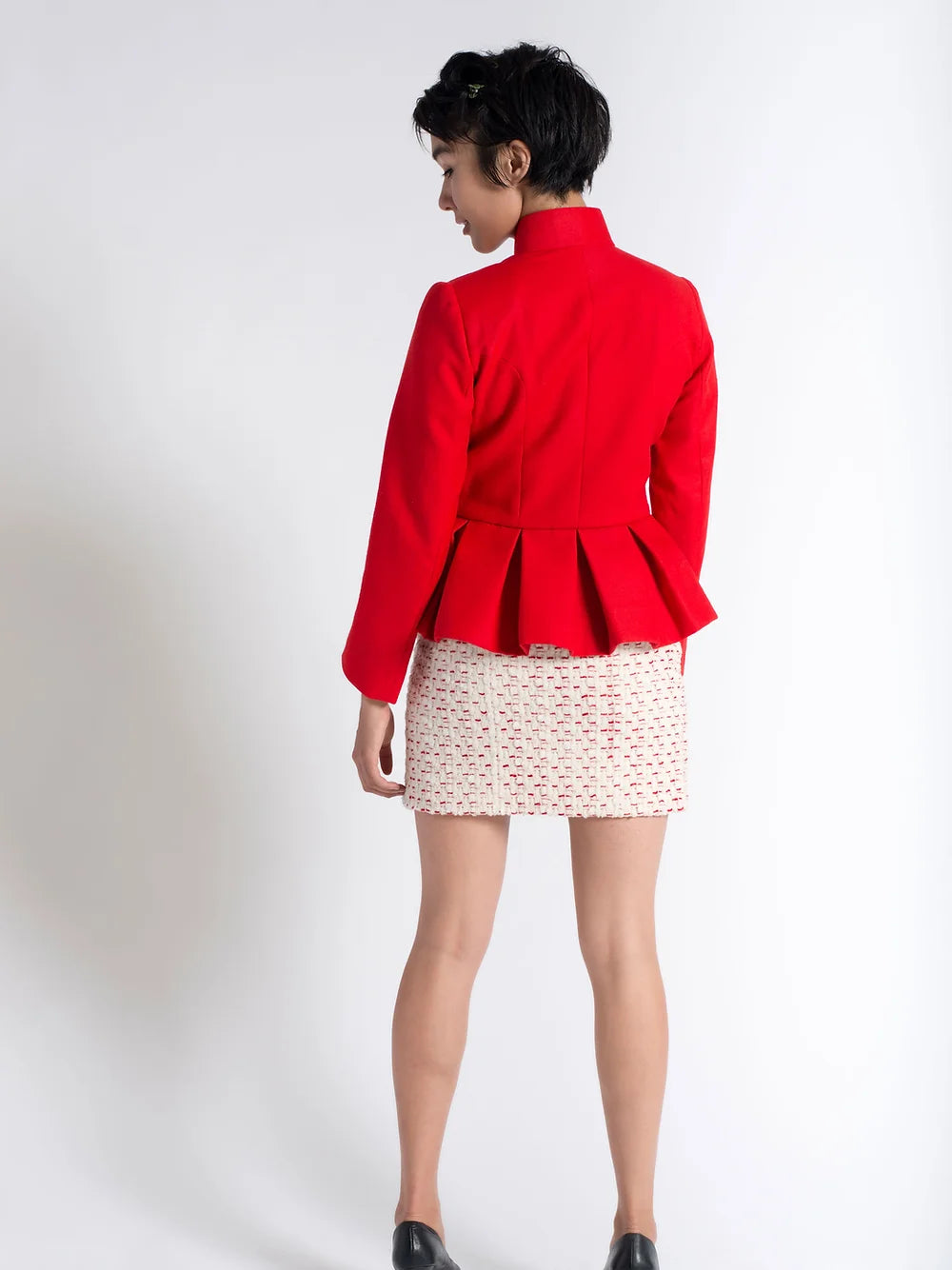 London Red wool peplum jacket