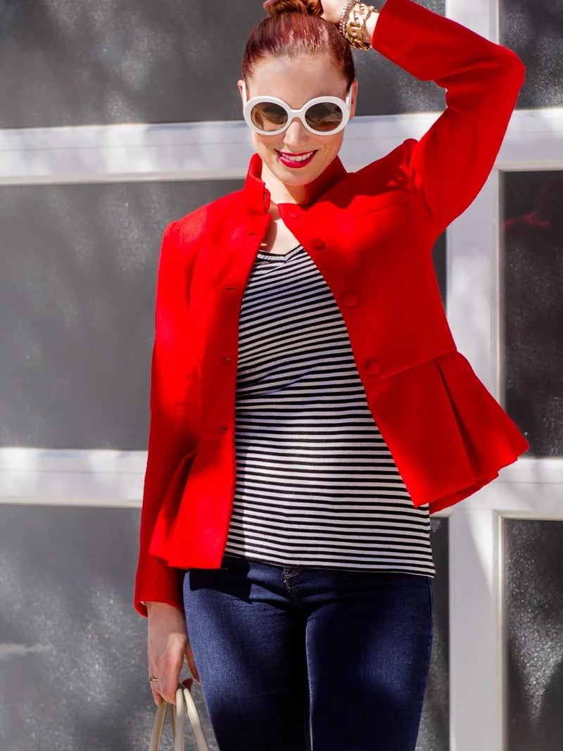 London Red wool peplum jacket