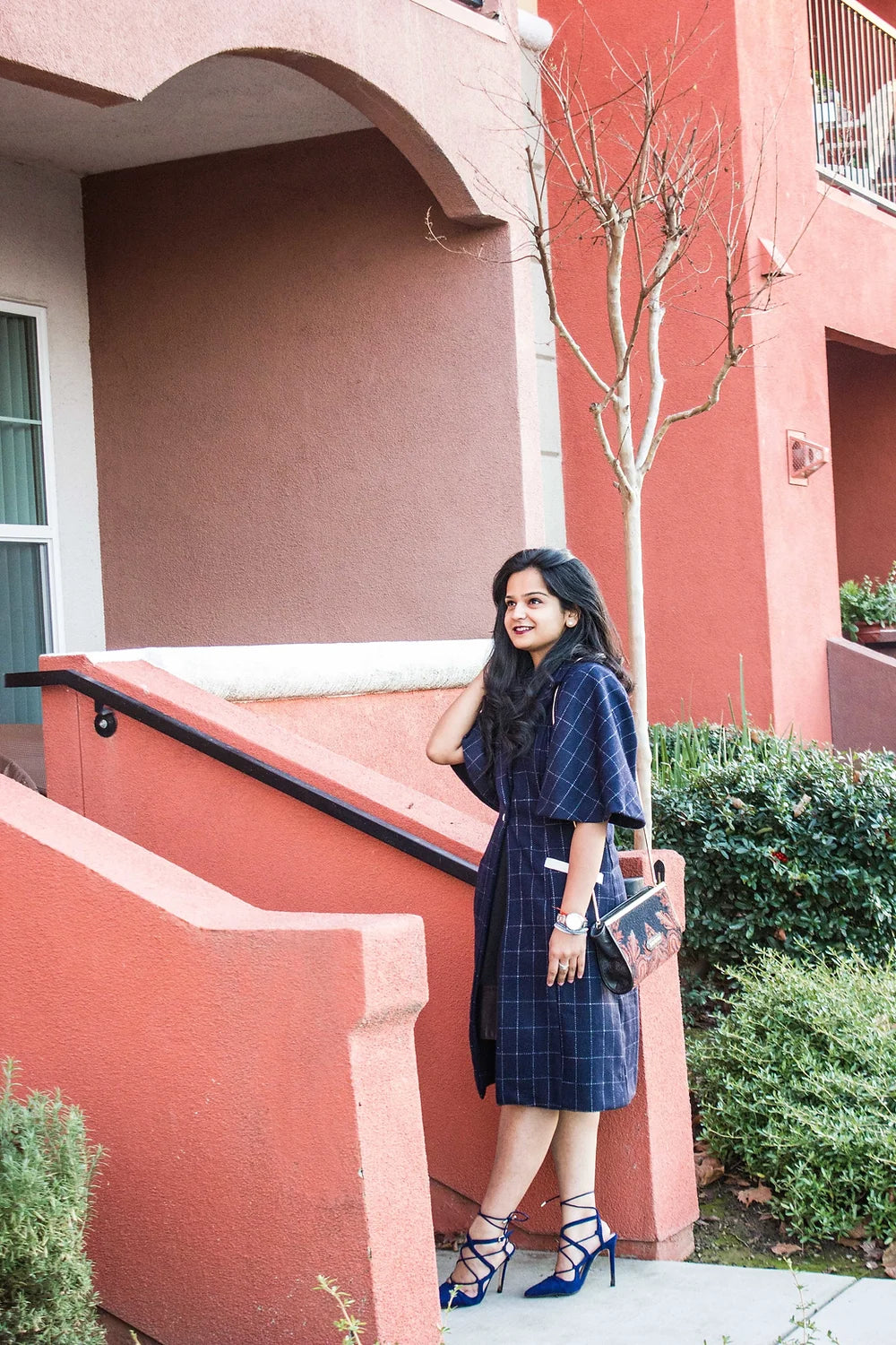 Navy plaid coat