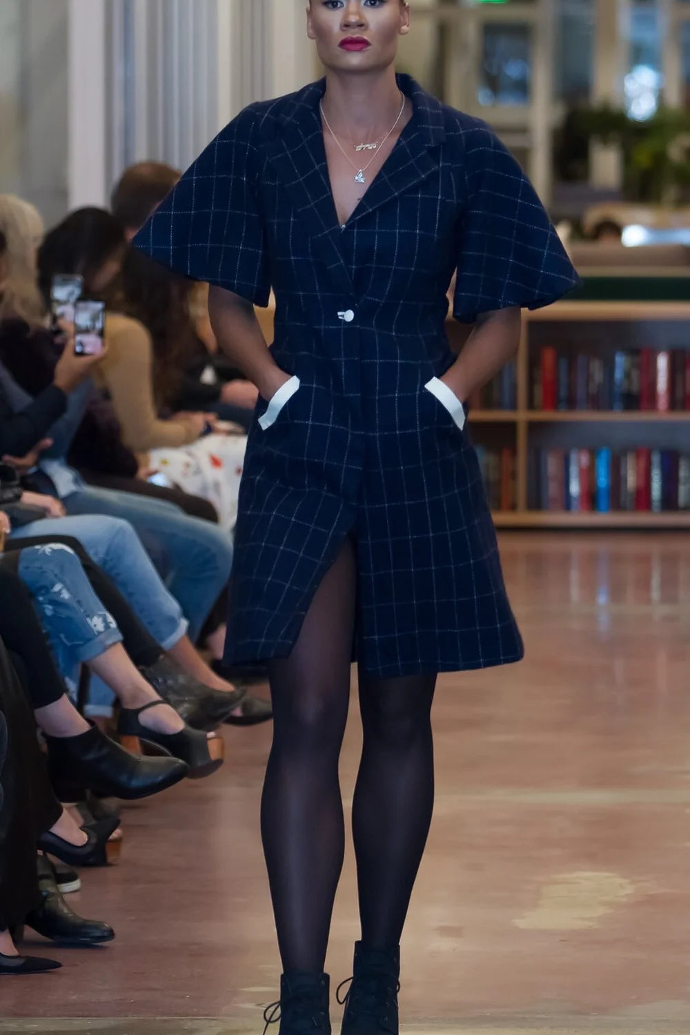 Navy plaid coat