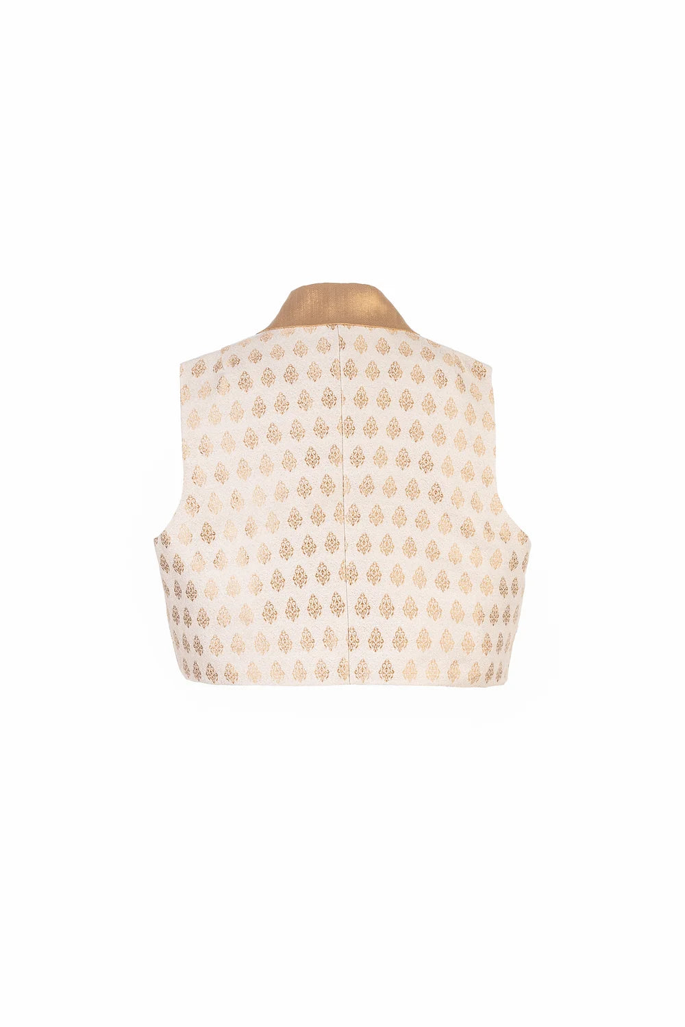 Pearl white Collared Cropped Vest