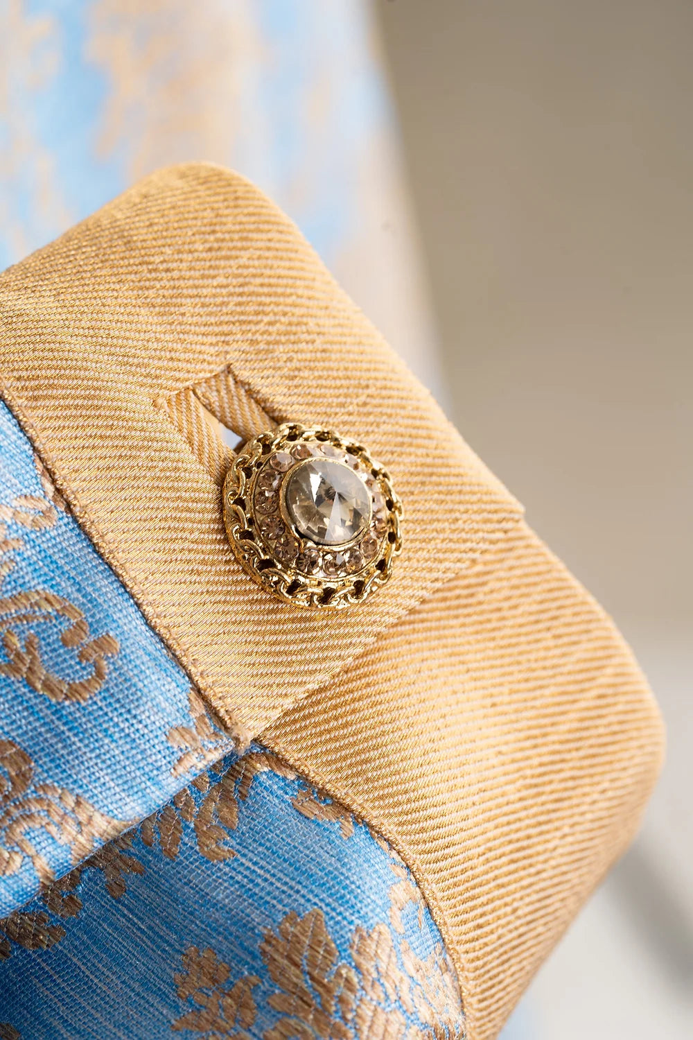 Sapphire blue oversized jacquard coat