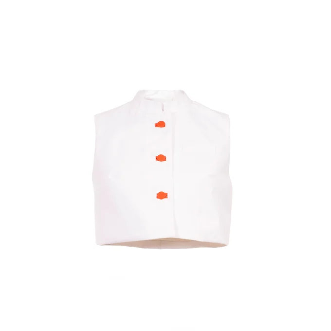 White cropped vest Portland Orange