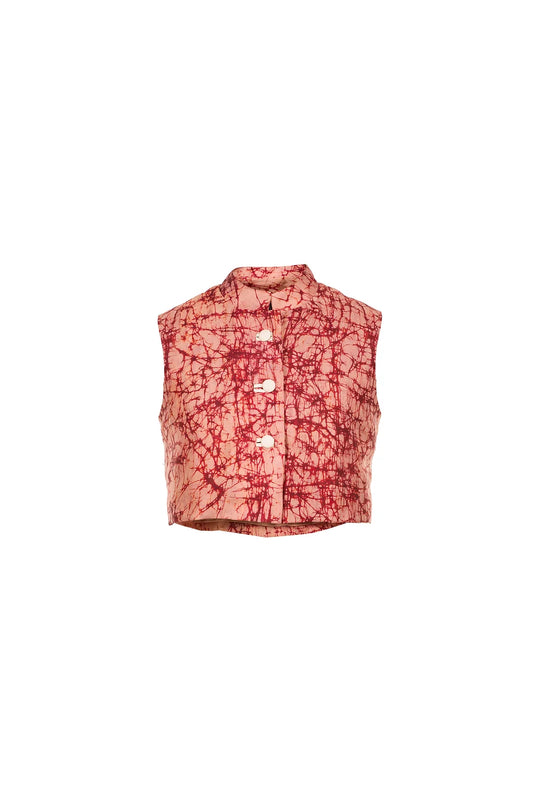 Batik silk cropped vest