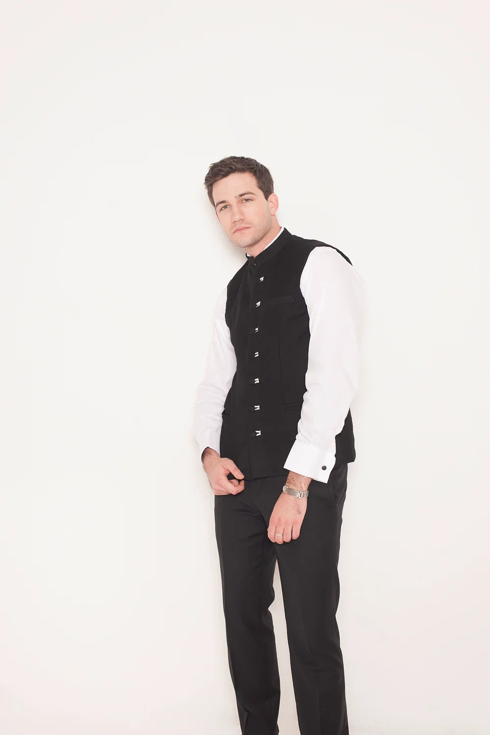 Black wool waist coat 