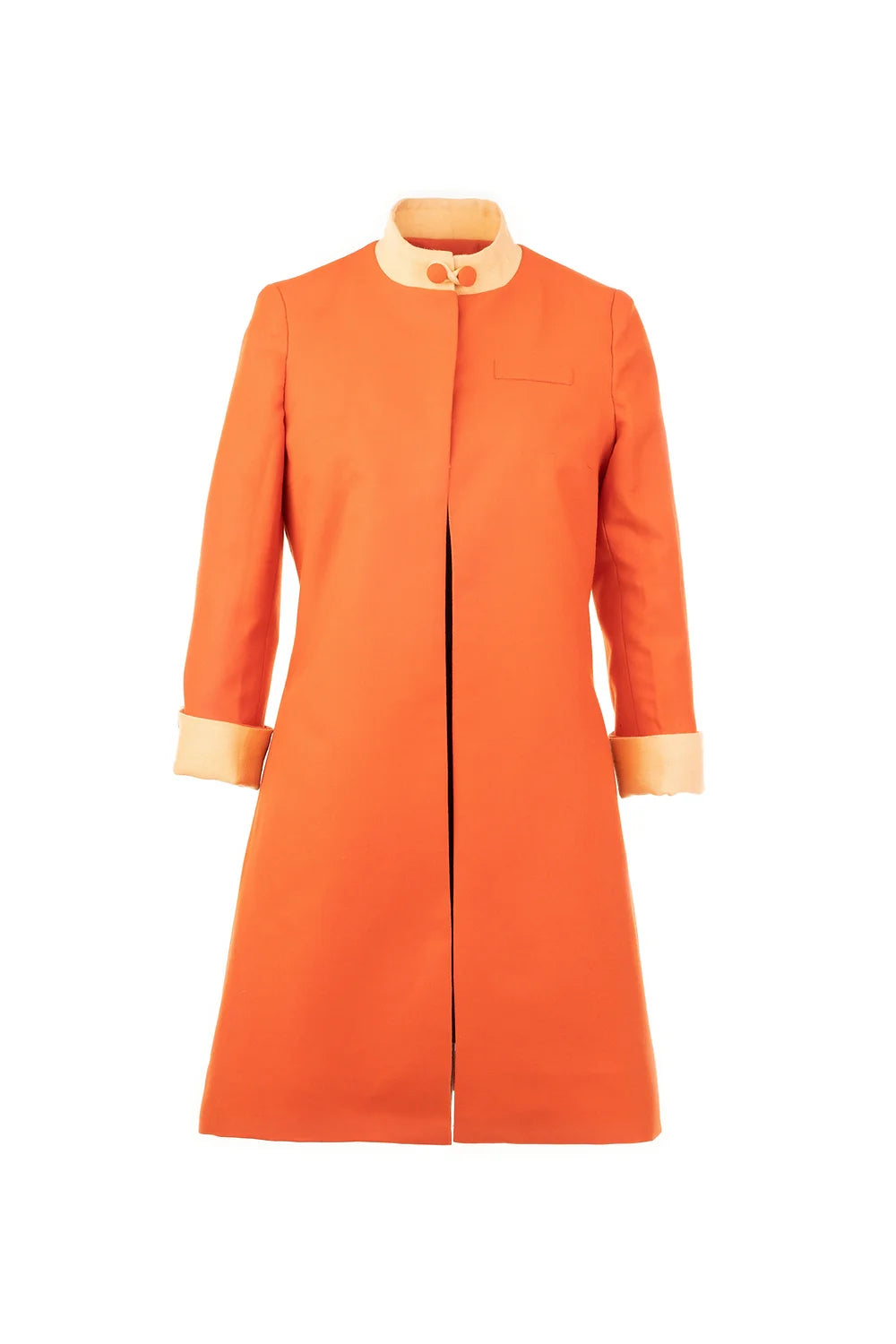 Carrot Orange Front Open Wool Coat