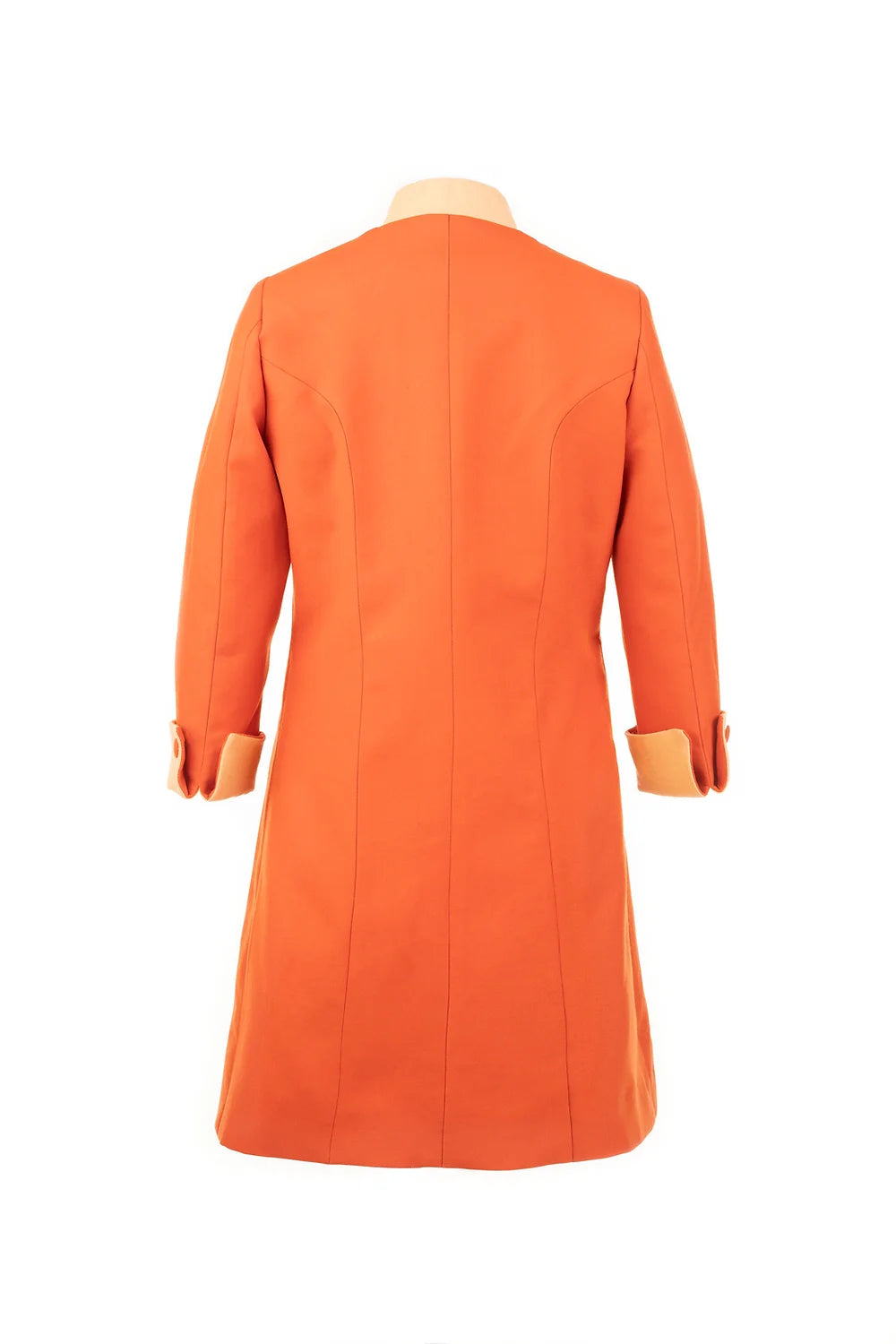 Carrot Orange Front Open Wool Coat