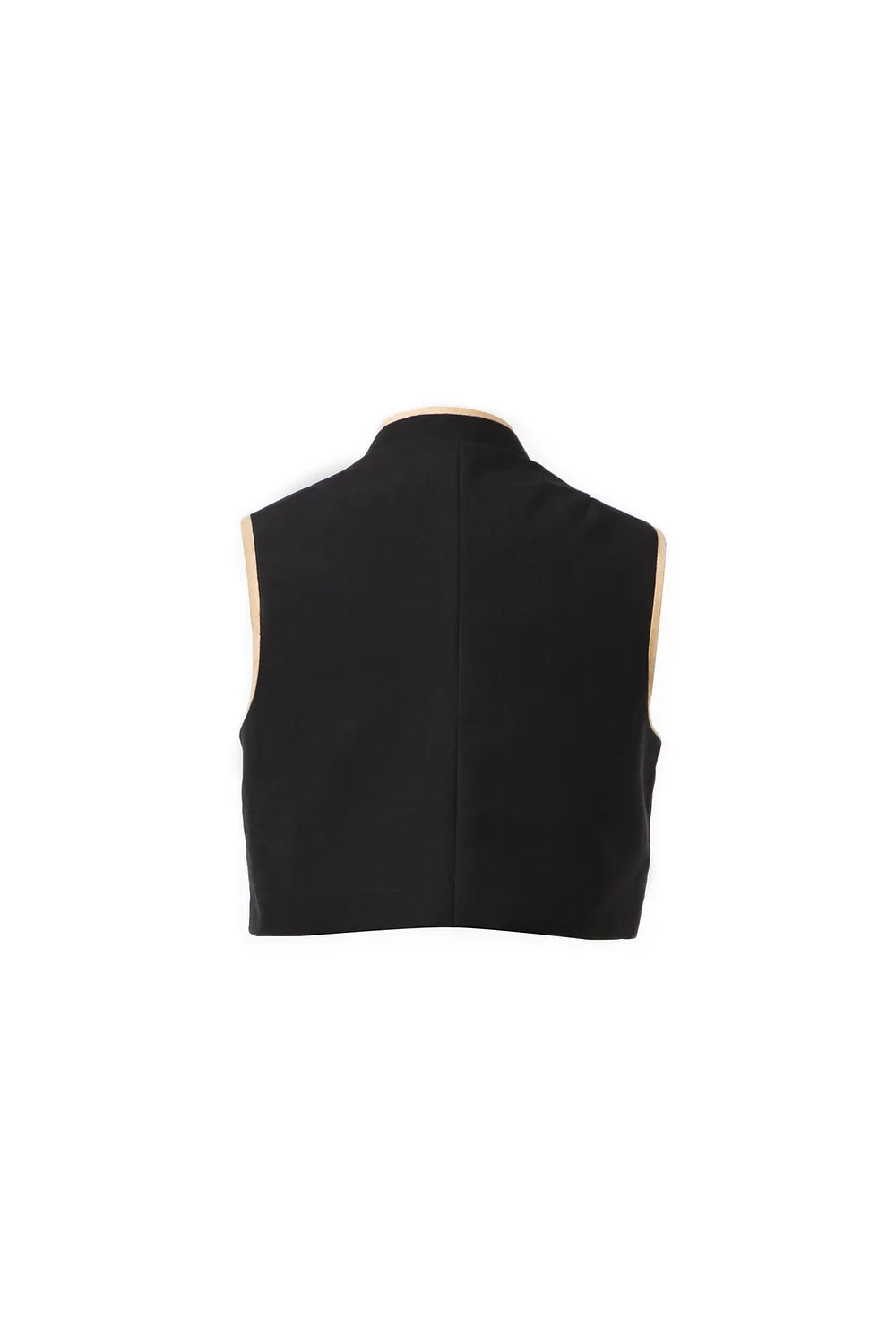 Coal Black Vest with Beige Piping