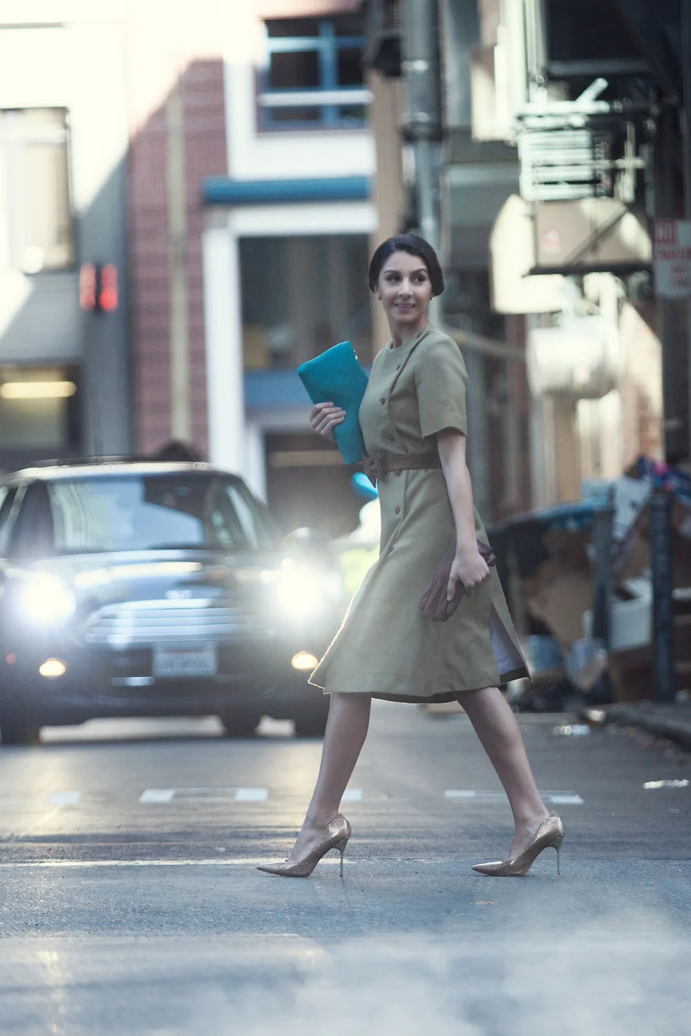 French Beige Coat with Bow Belt