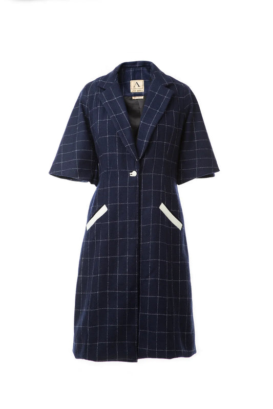 Navy plaid coat