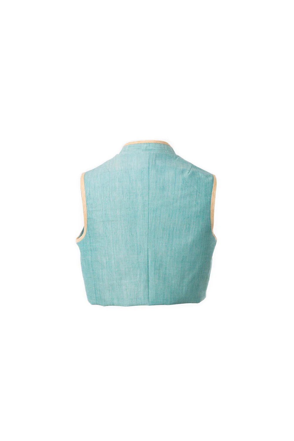 Pearl Aqua vest with Beige Piping