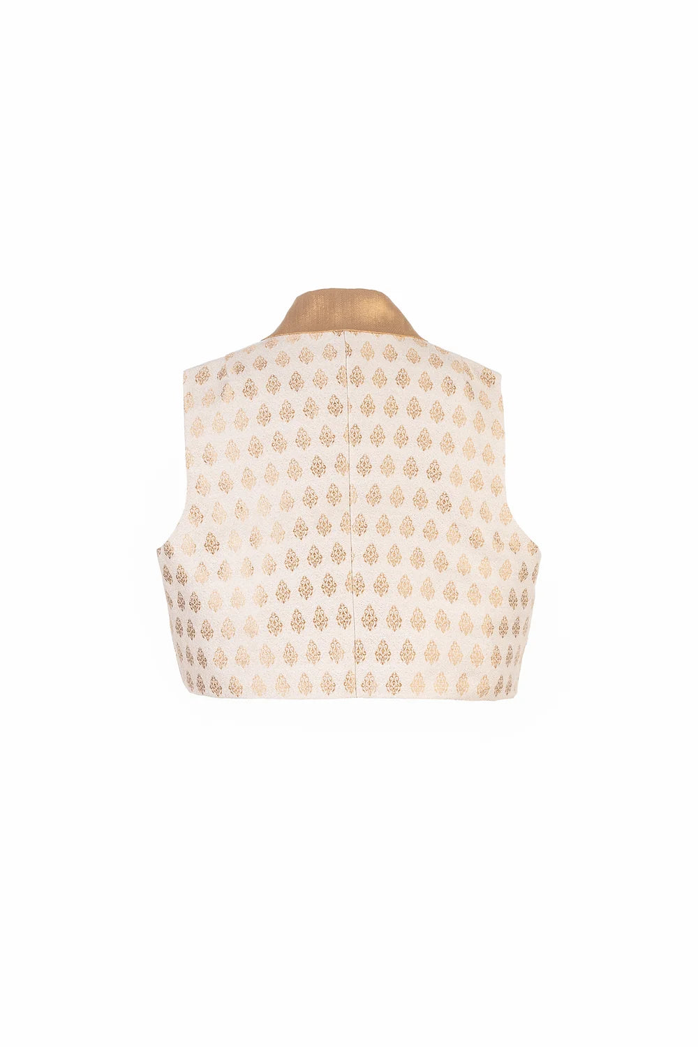 Pearl white Collared Cropped Vest