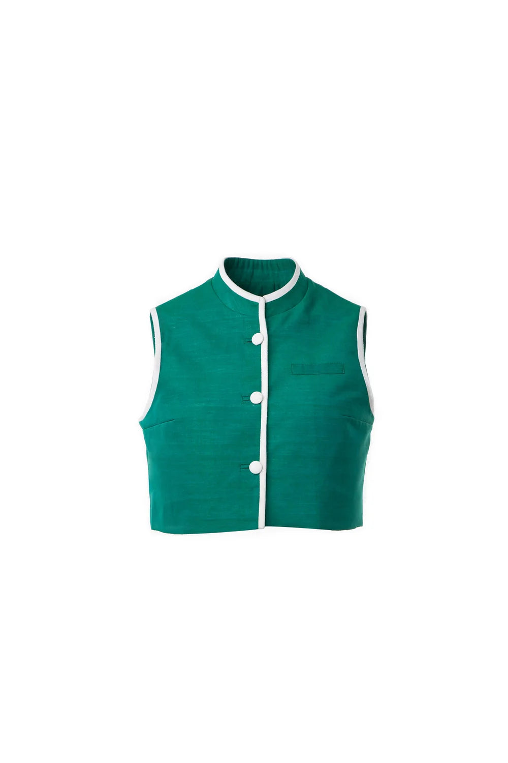 Sea Green vest with White Piping