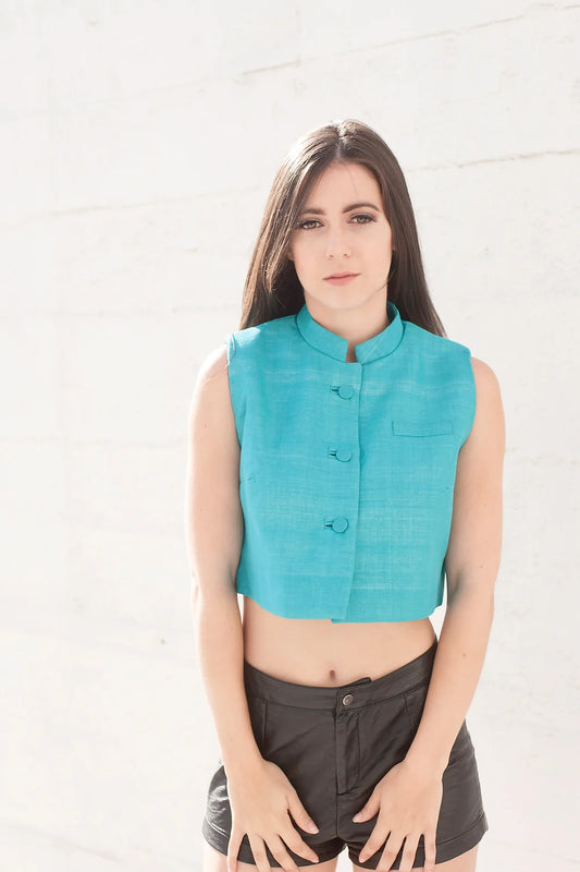 Teal Cropped Vest