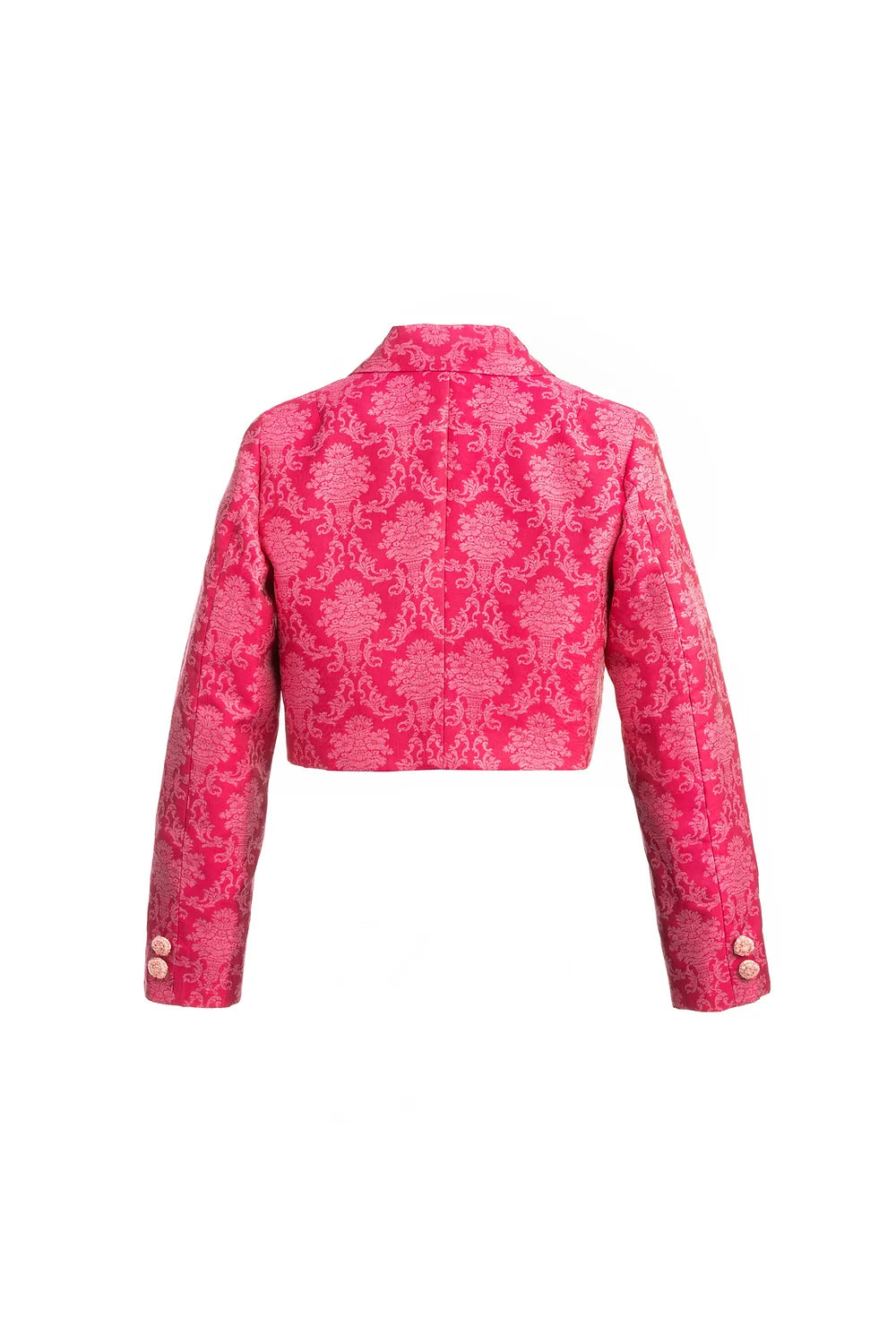 Vintage Pink Jacquard Crop Jacket