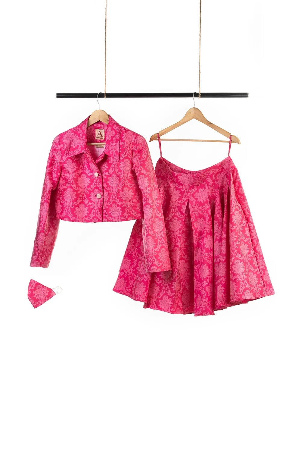 Vintage Pink Jacquard Crop Jacket